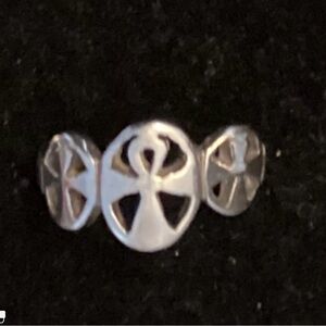6 3/4 Sterling Pierced Ankh Ring Stacking